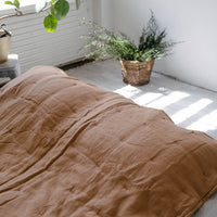 Soft Natural HEMP Linen blanket organic Hemp fiber filling in Natural Linen Fabric Full Twin Queen custom size cozy organic quilted blanket