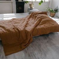 Soft Natural HEMP Linen blanket organic Hemp fiber filling in Natural Linen Fabric Full Twin Queen custom size cozy organic quilted blanket
