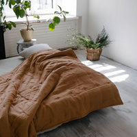 Soft Natural HEMP Linen blanket organic Hemp fiber filling in Natural Linen Fabric Full Twin Queen custom size cozy organic quilted blanket