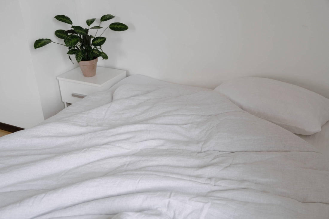 White Winter Organic HEMP + FLAX comforter  blanket duvet - natural linen fabric with filler organic Hemp fiber