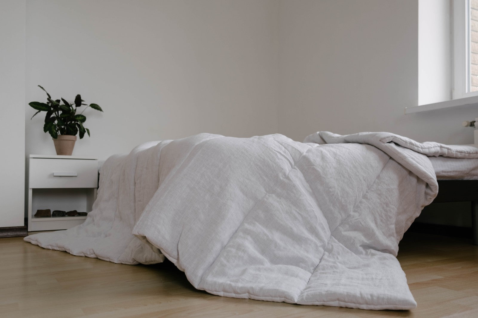 White Winter Organic HEMP + FLAX comforter blanket duvet - natural linen fabric with filler organic Hemp fiber