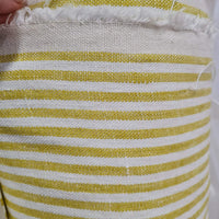 16" x 16" (40x40 cm) Hemp Custom made Window Mudroom Floor bench cushion "Lemon Stripes" filled organic hemp fiber in natural linen fabric