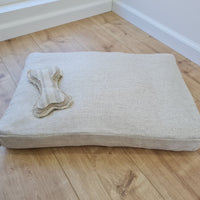 Hemp Linen Pet Mat Pad Cushion with Removable Linen Cover organic hemp fiber filler in non-dyed linen fabric