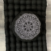 Black Meditation set of Zafu and Zabuton with Mandala embroidery floor cushions with organic buckwheat hulls