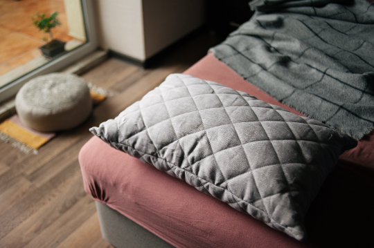 Hemp quilted Pillow filled HEMP FIBER in linen non-dyed fabric with regulation height