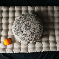 Embroidery Meditation Set Zafu & Zabuton with Buckwheat hulls Mandala Linen Floor cushions Meditation pillow pouf PillowSeat Yoga