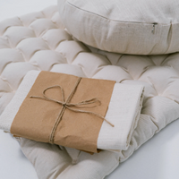 Beige Meditation Set Zafu & Zabuton with Buckwheat hulls with an additional covers