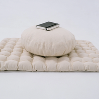 Beige Meditation Set Zafu & Zabuton with Buckwheat hulls with an additional covers
