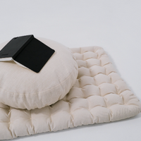 Beige Meditation Set Zafu & Zabuton with Buckwheat hulls with an additional covers