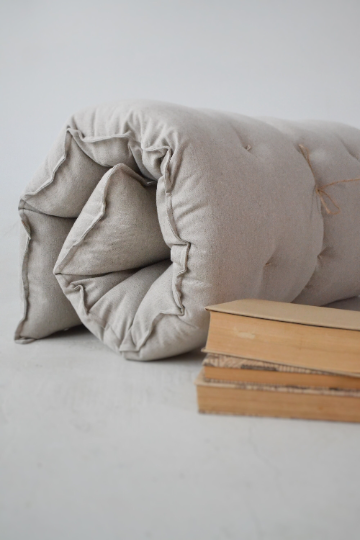 Organic HEMP Floor cushion reading nook pillow Organic Hemp fiber filling in non-dyed Linen fabric custom made