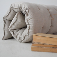Organic HEMP Floor cushion reading nook pillow Organic Hemp fiber filling in non-dyed Linen fabric custom made