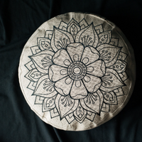 Embroidery Meditation Set Zafu & Zabuton with Buckwheat hulls Mandala Linen Floor cushions Meditation pillow pouf PillowSeat Yoga