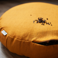 Zafu Linen floor cushion with Buckwheat hulls /Organic Meditation cushion/buckwheat/ pillow seat/Meditation cushion for Yoga studio