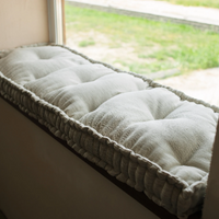 Hemp Natural non-dyed grey window Mudroom Floor Bench cushion with organic hemp fiber filling in linen fabric custom made