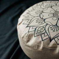Embroidery Meditation Set Zafu & Zabuton with Buckwheat hulls Mandala Linen Floor cushions Meditation pillow pouf PillowSeat Yoga