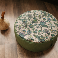 Zafu Linen floor cushion with Buckwheat hulls /Organic Meditation cushion/ pillow seat/Meditation pillow for Yoga studio