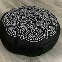 Embroidery Zafu Linen floor cushion with Buckwheat hulls /Organic Meditation cushion/ pillow seat/Meditation pillow for Yoga studio