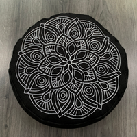 Embroidery Zafu Linen floor cushion with Buckwheat hulls /Organic Meditation cushion/ pillow seat/Meditation pillow for Yoga studio