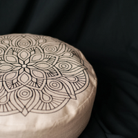 Embroidery Zafu Linen floor cushion with Buckwheat hulls /Organic Meditation cushion/ pillow seat/Meditation pillow for Yoga studio