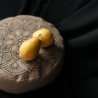 Embroidery Zafu Linen floor cushion with Buckwheat hulls /Organic Meditation cushion/ pillow seat/Meditation pillow for Yoga studio