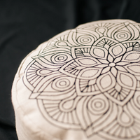 Embroidery Zafu Linen floor cushion with Buckwheat hulls /Organic Meditation cushion/ pillow seat/Meditation pillow for Yoga studio