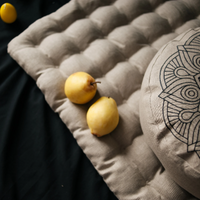 Embroidery Zafu Linen floor cushion with Buckwheat hulls /Organic Meditation cushion/ pillow seat/Meditation pillow for Yoga studio