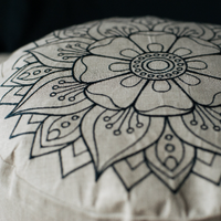 Embroidery Meditation Set Zafu & Zabuton with Buckwheat hulls Mandala Linen Floor cushions Meditation pillow pouf PillowSeat Yoga