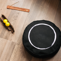 Zafu Linen meditation cushion with embroidery Lotus filled organic Buckwheat hulls meditation pillow yoga pillow decor pillow