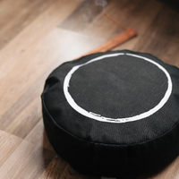 Zafu Linen meditation cushion with embroidery Lotus filled organic Buckwheat hulls meditation pillow yoga pillow decor pillow