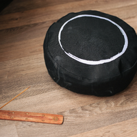 Zafu Linen meditation cushion with embroidery Lotus filled organic Buckwheat hulls meditation pillow yoga pillow decor pillow