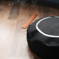 Zafu Linen meditation cushion with embroidery Lotus filled organic Buckwheat hulls meditation pillow yoga pillow decor pillow