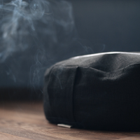 Zafu Linen meditation cushion with embroidery Lotus filled organic Buckwheat hulls meditation pillow yoga pillow decor pillow