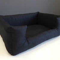 HEMP pet bed in natural black linen fabric filled organic HEMP Fiber - mat carpet - house for cats organic