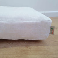 Hemp Linen pet mat pad mattress cushion with two removable White linen covers organic hemp fiber filler in white linen fabric