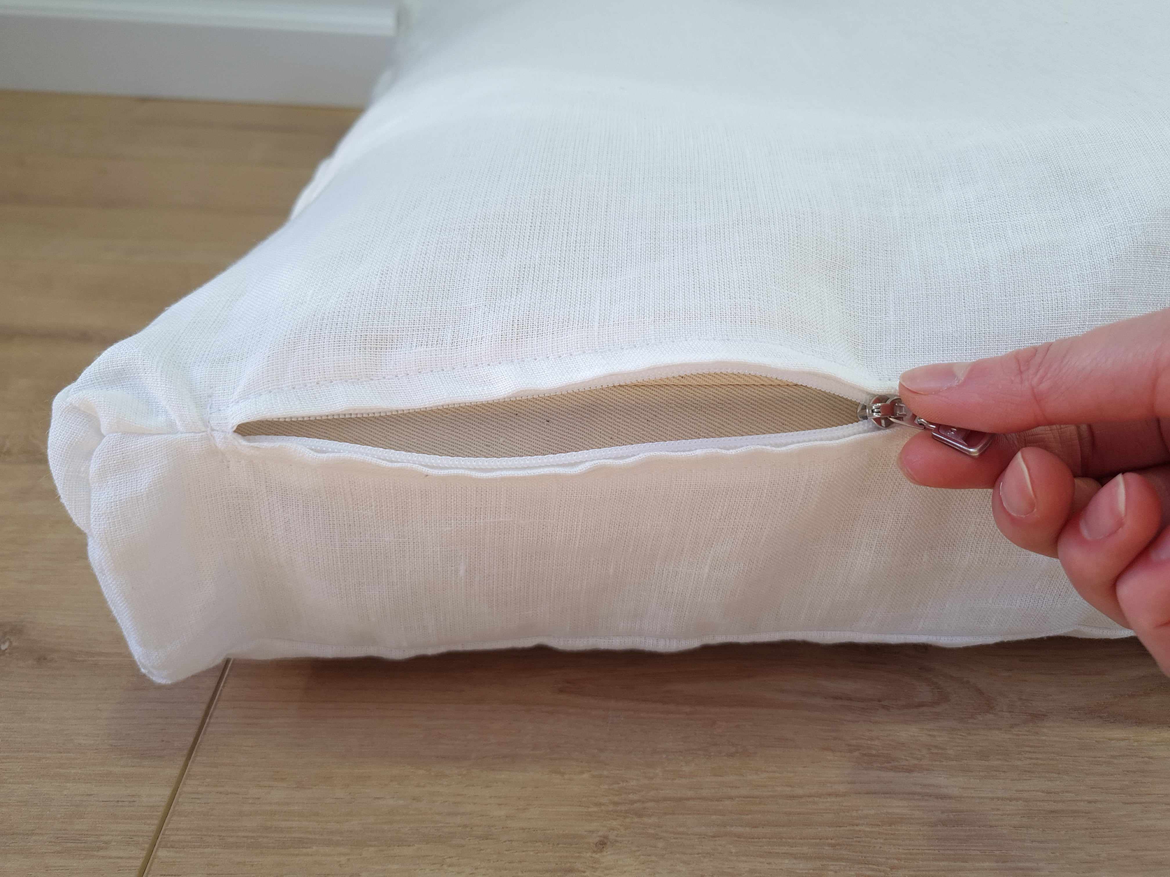 Hemp Linen pet mat pad mattress cushion with two removable White linen covers organic hemp fiber filler in white linen fabric