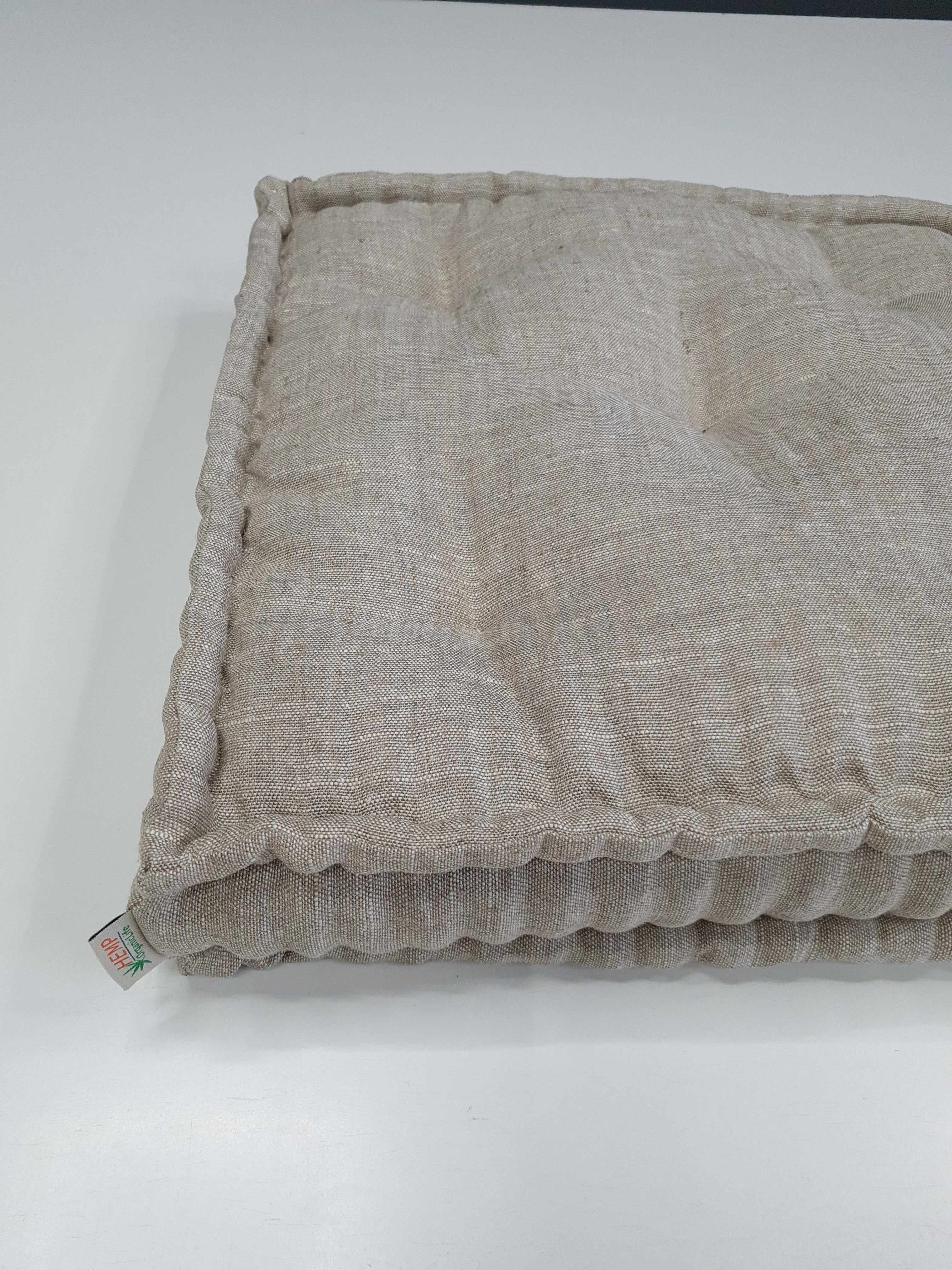 Special listing for Julie Jones one 19" x 68" x 3" hemp cushion in natural undyed linen fabric in grey shade