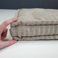 Hemp Floor cushion with organic hemp fiber filling in natural non dyed linen fabric / floor pillow Pillow seat/Meditation Yoga /Natural