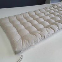 Hemp Linen cushion with ties filled organic hemp fiber in natural non dyed linen fabric window bench cushion custom made