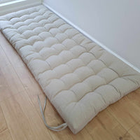 Hemp Linen cushion with ties filled organic hemp fiber in natural non dyed linen fabric window bench cushion custom made
