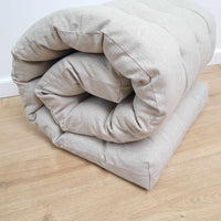 Hemp Linen cushion mat with organic hemp fiber filling in natural non dyed linen fabric window bench cushion custom made