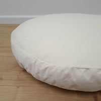 Round Hemp cotton cushion with removable cover Hemp fiber filling in cotton fabric with cotton non-dyed cover Floor cushion custom made size