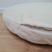 Round Hemp cotton cushion with removable cover Hemp fiber filling in cotton fabric with cotton non-dyed cover Floor cushion custom made size