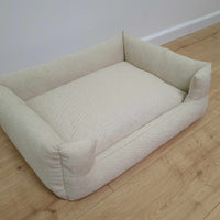 HEMP pet bed filled organic HEMP Fiber in natural linen fabric with a thick topper inside - mat carpet - house for cats dogs organic