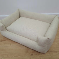 HEMP pet bed filled organic HEMP Fiber in natural linen fabric with a thick topper inside - mat carpet - house for cats dogs organic