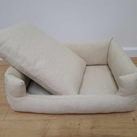 HEMP pet bed filled organic HEMP Fiber in natural linen fabric with a thick topper inside - mat carpet - house for cats dogs organic