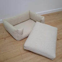 HEMP pet bed filled organic HEMP Fiber in natural linen fabric with a thick topper inside - mat carpet - house for cats dogs organic