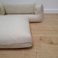 HEMP pet bed filled organic HEMP Fiber in natural linen fabric with a thick topper inside - mat carpet - house for cats dogs organic