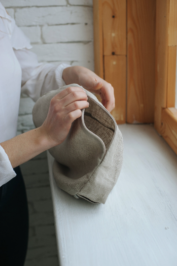 Linen natural grey non-dyed cover for Zafu with zipper / linen floor cushion Without Filler