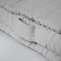 HEMP Linen Floor cushion with handles reading nook pillow Organic Hemp fiber filling in non-dyed Linen fabric custom made Meditation pillow