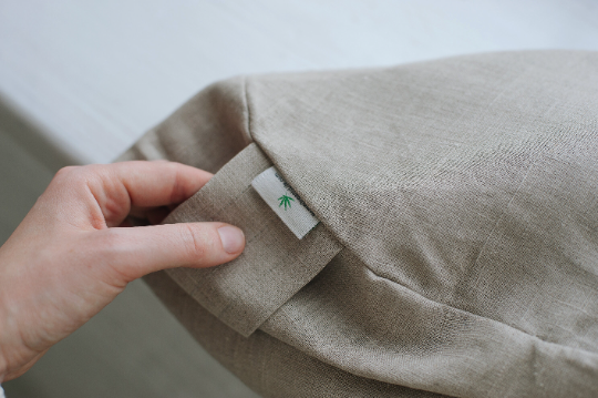 Linen natural grey non-dyed cover for Zafu with zipper / linen floor cushion Without Filler